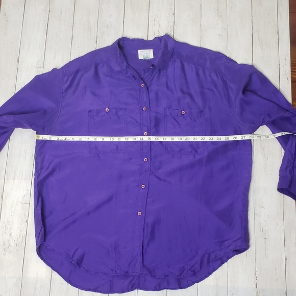 Vintage Blouse Size 22 24 Washable Silk Purple Long Sleeve Oversized - Picture 8 of 11